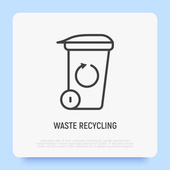 Recycling waste: garbage can with arrow. Zero waste. Modern vector illustration.