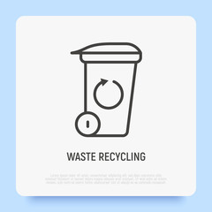Recycling waste: garbage can with arrow. Zero waste. Modern vector illustration.