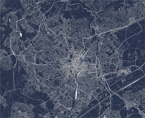 map of the city of Montpellier, Herault, Occitanie, France