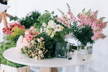 flowers on a background of light wall