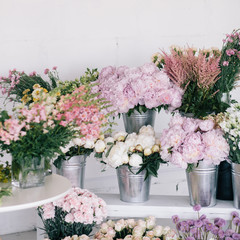 flowers on a background of light wall