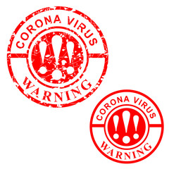 Simple Vector, Scratch Circle Red Rubber Stamp, Warning, Corona Virus
