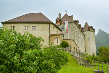 Fototapeta na wymiar Chateau de Gruyeres, the major attraction of city Gruyeres in canton of Fribourg, Switzerland