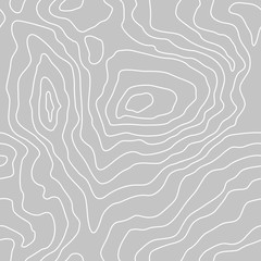 Topographic map lines, earth relief, contour seamless background. Geographic grid, elevation map,  in gray colors. Vector abstract pattern.