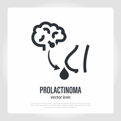 Prolactinoma thin line icon. Benign tumor, adenoma. Hyperprolactinemia. Healthcare and medical vector illustration.