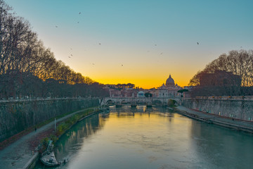 Fototapeta premium Tiber River and St. Angel's Bridge in Rome