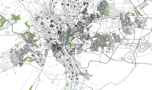 map of the city of Cairo, Giza, Egypt
