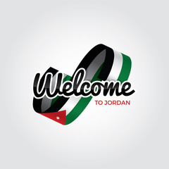 Welcome to jordan symbol with flag, simple modern logo on white background, vector illustration