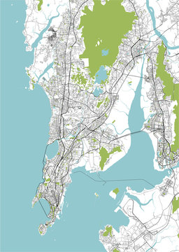 map of the city of Mumbai, Indian state of Maharashtra