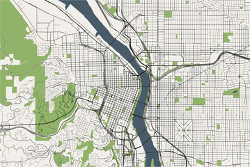 map of the city of Portland, Oregon, USA