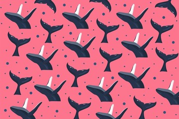 Ocean or Sea life, whales pattern background. vector illustration