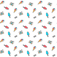 Vector line art summer seamless beach pattern. Seamless fabric or wrapping paper design. © Ms.Moloko