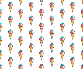 Vector line art summer seamless beach pattern. Seamless fabric or wrapping paper design. © Ms.Moloko
