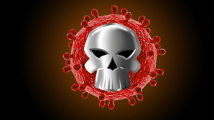 Bacteria coronavirus virus cell 2019-nCoV macro. China. 3D render background