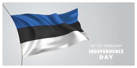 Estonia independence day greeting card, banner, horizontal vector illustration
