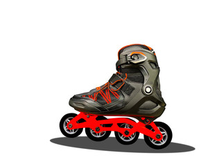 Close up of Bright roller skate on white