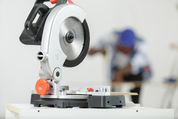 close up of a circular saw isolated