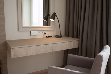 working table in hotel bedroom