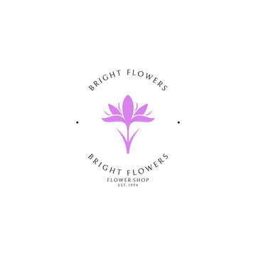 Flower shop. Logo template. Abstract crocus