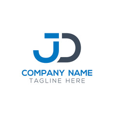 Creative letter JD Logo Design Vector Template. Initial Linked Letter JD Logo Design