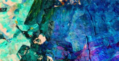 Modern painting wall art decor. Abstract drawing background. Design artwork. Brush strokes on canvas. Artistic pattern. Creative fashion print. Good as psychedelic poster. Surreal graphic abstraction.