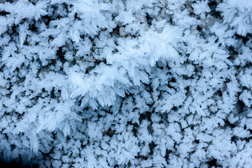 frozen water crystals and snowflakes texture macro