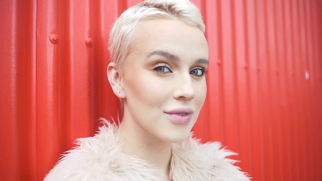 Beautiful girl from iceland making different expressions in camera