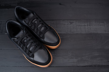 black leather shoes