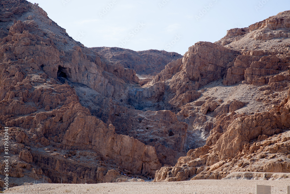 Wall mural Landscape around the Qumran Caves in Israel