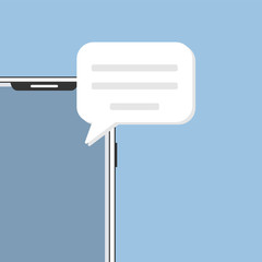 mobile phone with new chat message notification. smartphone and chatting bubble. Text new messaging flat design concept.aging flat. new comment eps 10