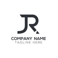 Creative letter JR Logo Design Vector Template. Initial Linked Letter JR Logo Design