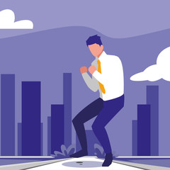 businessman celebrating victory, business professional woman