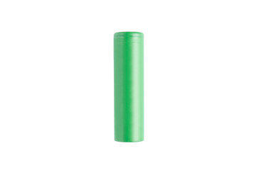 lithium-ion battery 18650. green battery isolated on a white background