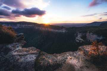Fototapeta na wymiar Sunset landscape at Blue Mountains, Australia