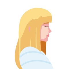 young woman on white background