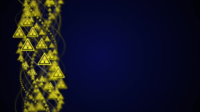 Non-ionizing Radiation Danger Symbols Animation, Rendering, Background, Loop, 4k