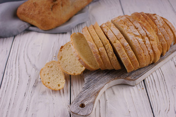 White bread on a white background