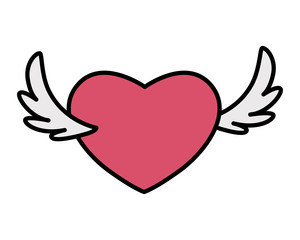 hearts with wings on white background