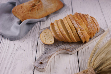 White bread on a white background