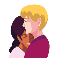 couple of people in love, man and woman embracing each other affectionately