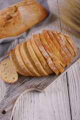 White bread on a white background