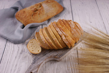 White bread on a white background