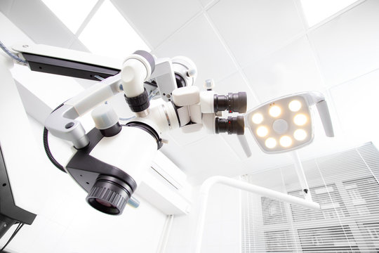 Image of a professional dental endodontic binocular microscope