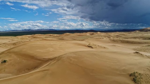 Barkhans in Mongolia sandy dune desert Mongol Els near lake Durgen Nuur. Khovd province, Western Mongolia.