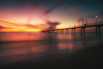 Fototapeta premium Beautiful sunset at Brighton jetty, Adelaide, South Australia