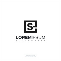 Creative unique elegant geometric minimal fashion brand black and white color ES SE E S initial based letter icon logo Design