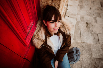 .Pretty young girl traveling around the island of Malta. Knowing its culture and visiting the old capital, Mdina, known as the Silent City. Relaxed and carefree. Travel photography. Lifestyle..