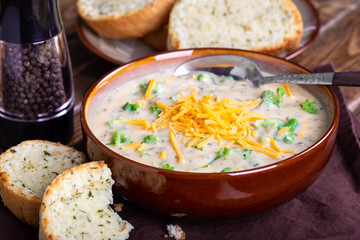 Bowl of Creamy Broccoli Cheddar Soup