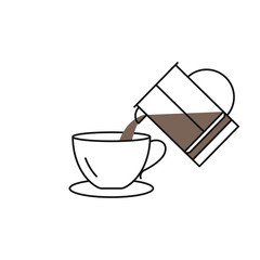 Pouring coffee vector icon outline style
