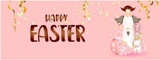 Obraz premium Easter card. Banner or poster for Easter. Translation from Russian Happy Easter.